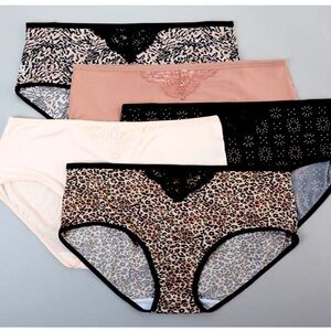 NWT Five Pair Women's 2X Kathy Ireland Lace Trim Brief Panties